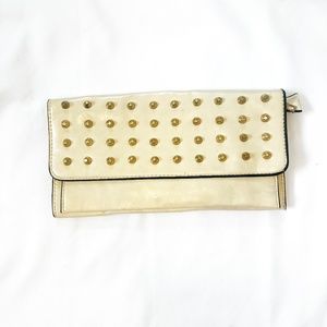 Cream Studded Clutch